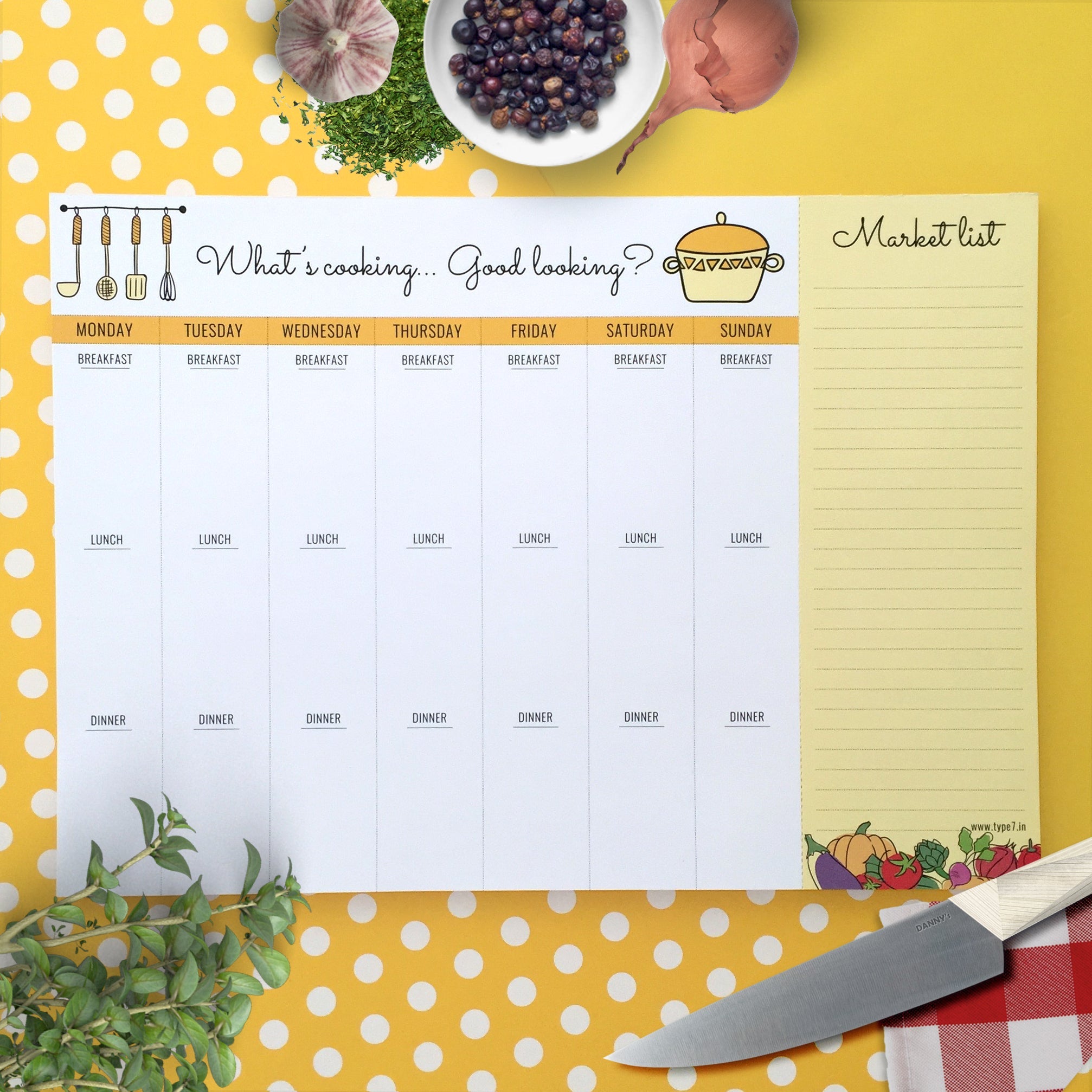 Meal Planner & Set of 2 Notebooks - Spring Season & Blooming Day