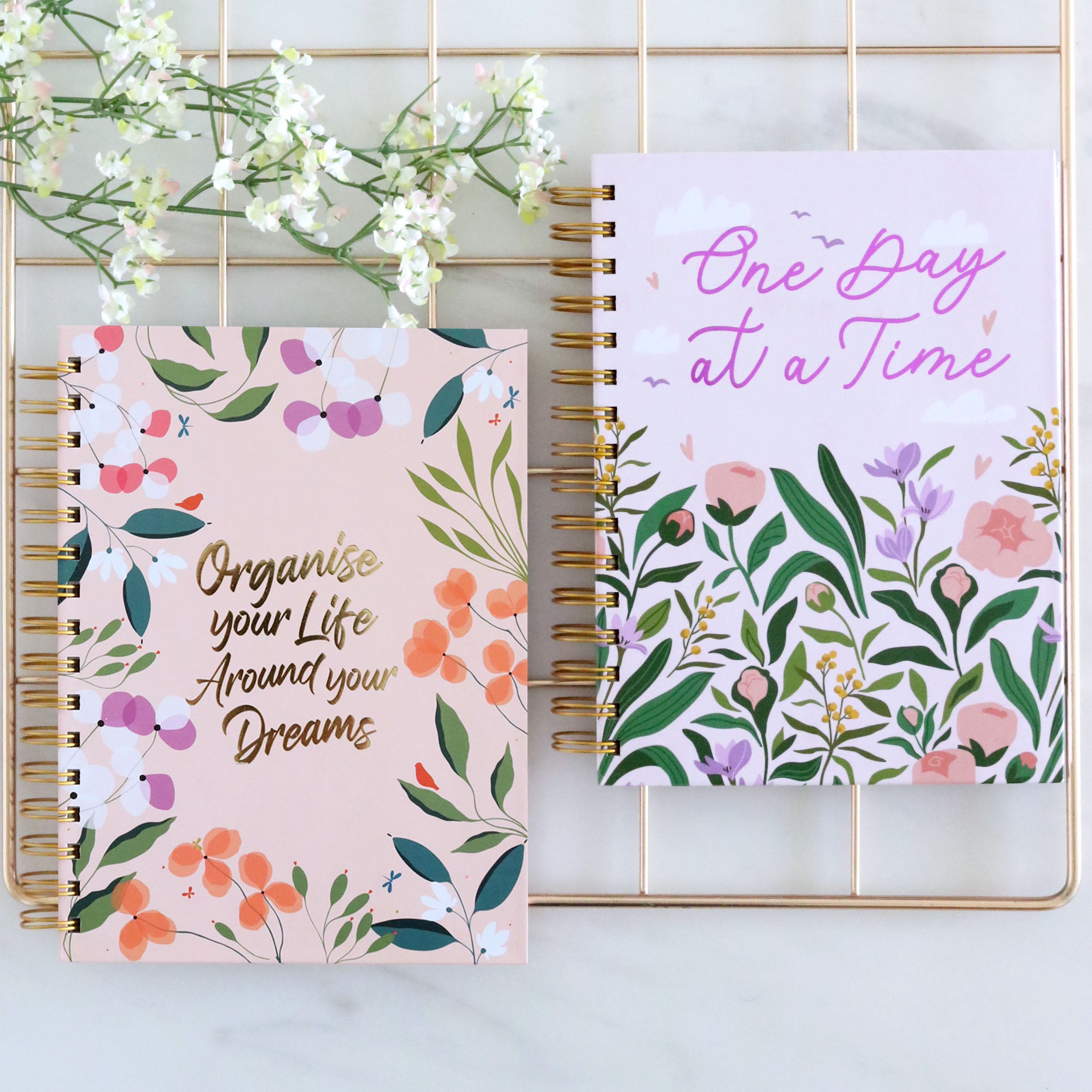 Set of 2 Undated Daily Planner - Organise Your Life & One Day At A Time