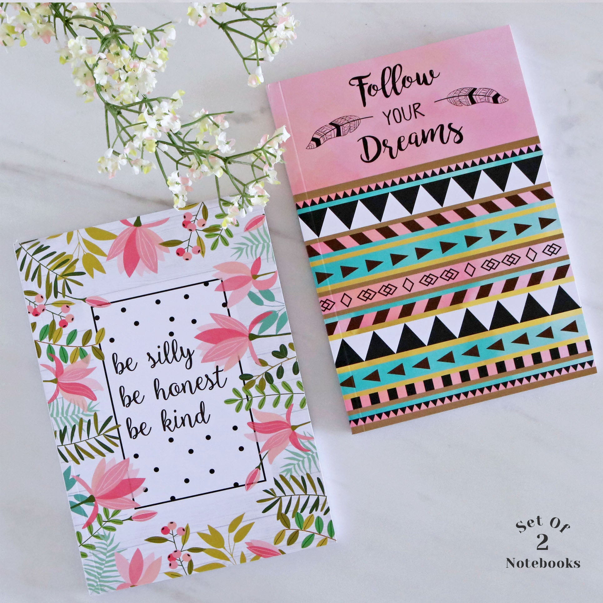 Set of 2 Notebooks - Follow Your Dreams & Be Silly