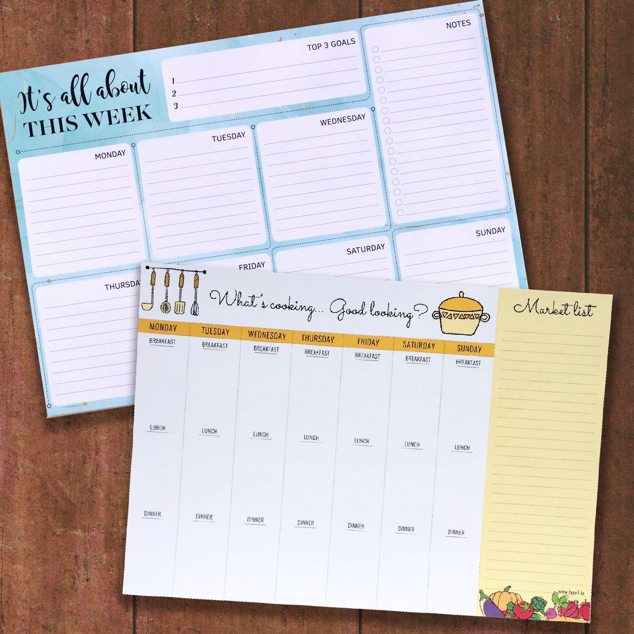 Set of 2 Weekly Planners - This Week & What's Cooking