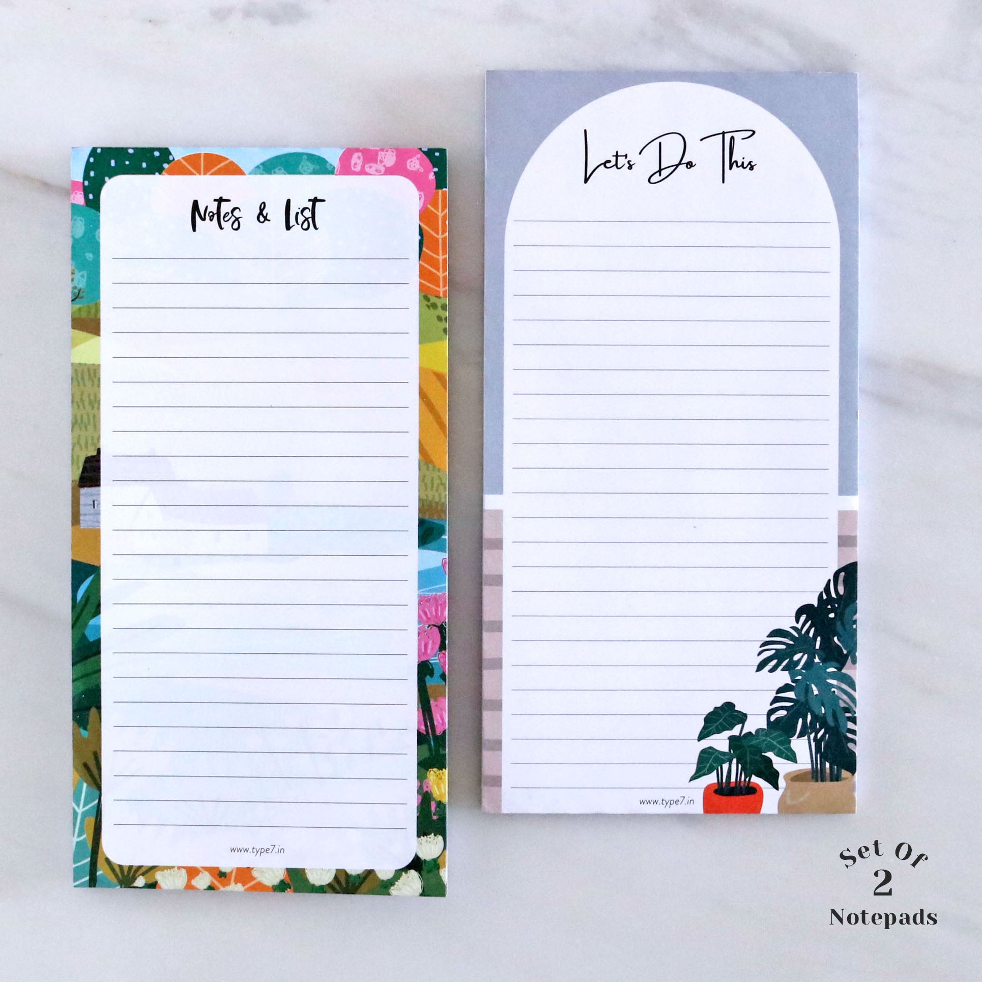 Set of 2 Notepads - Notes & List & Let's Do This