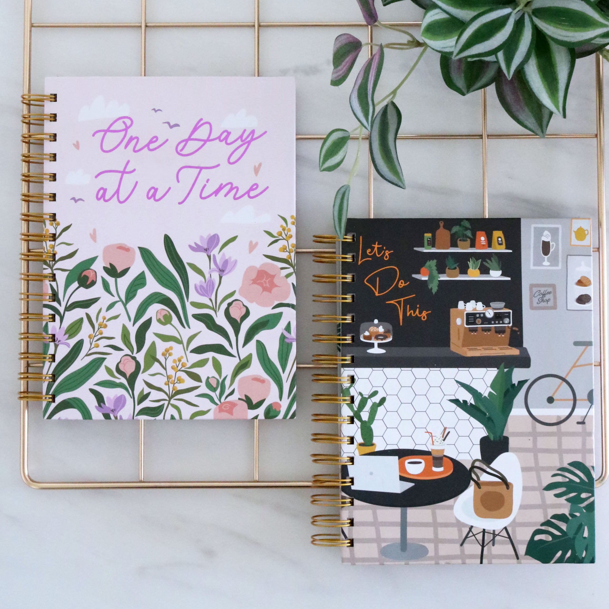 Set of 2 Undated Daily Planner - One Day At A Time & Let's Do This