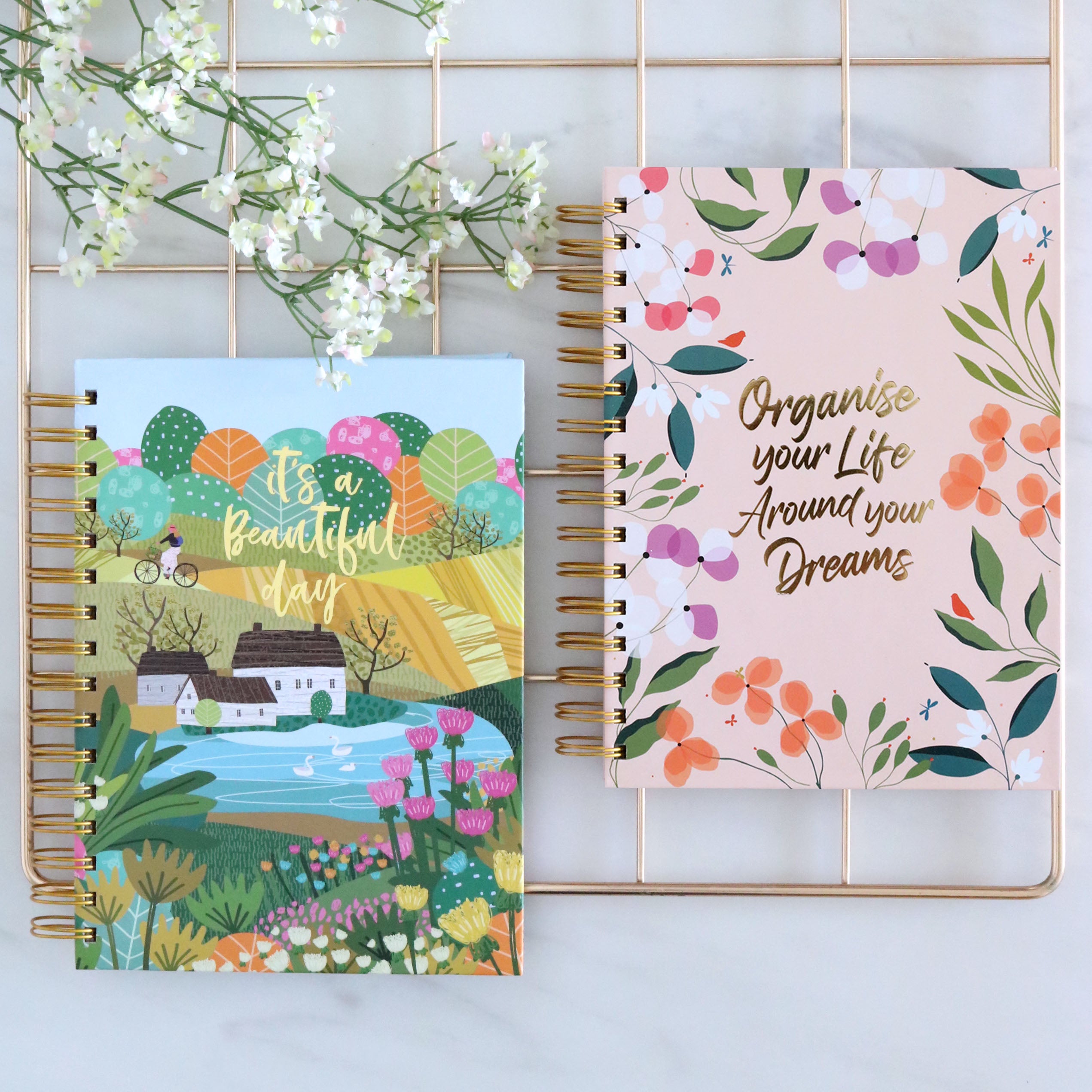 Set of 2 Undated Daily Planner - It’s a Beautiful Day & Organise Your Life