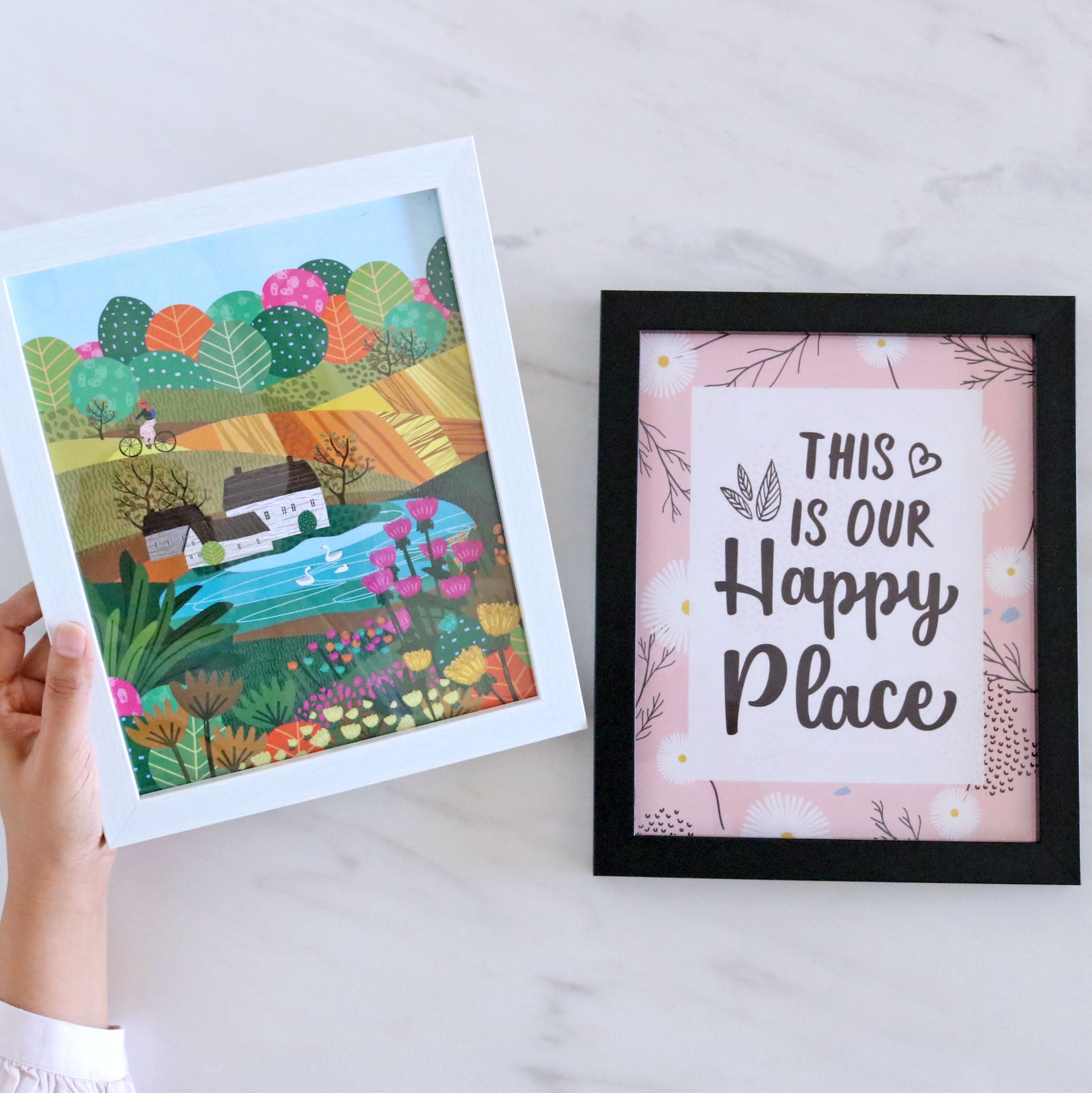 Set of 2 Art Frames - Beautiful Day & Happy Place