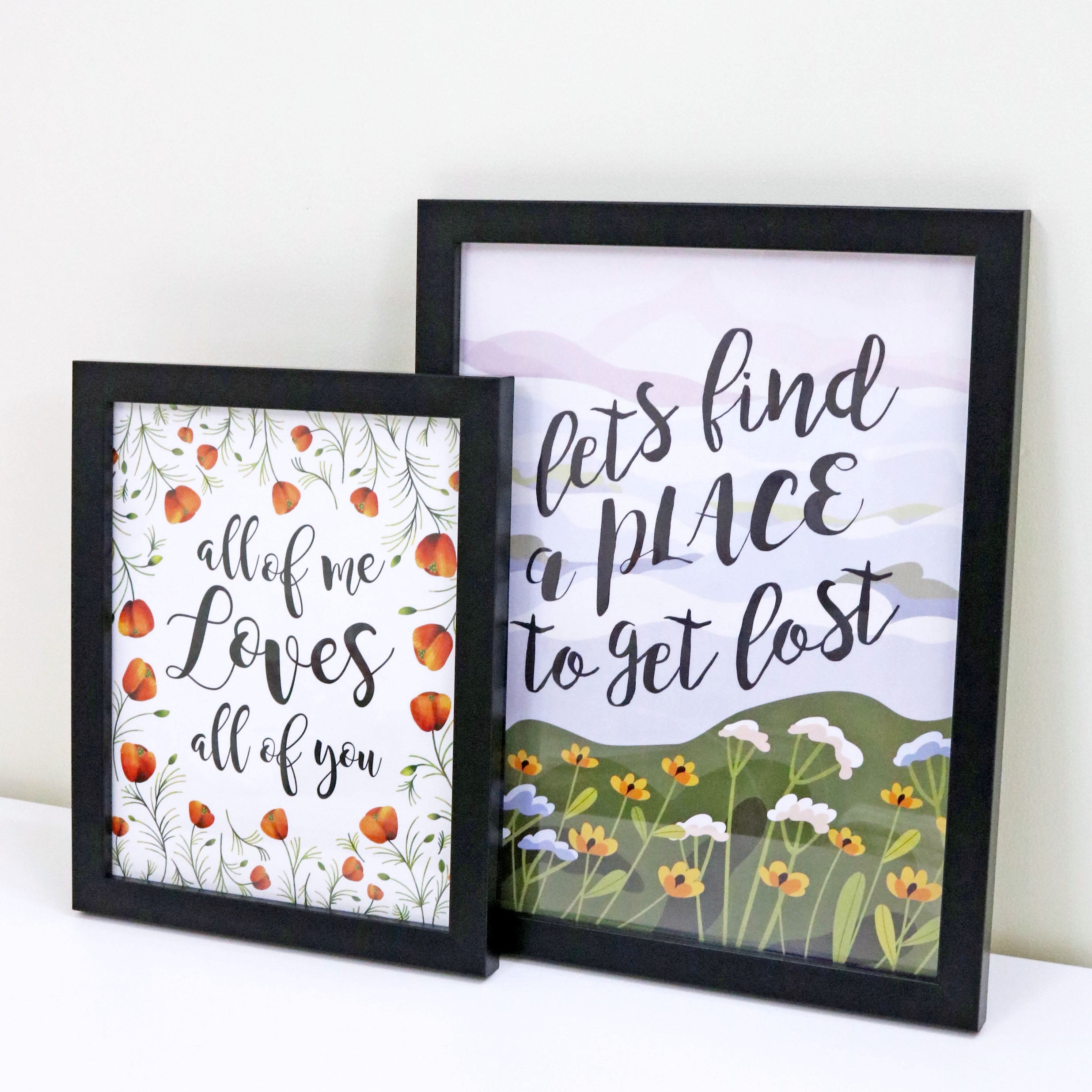 Set of 2 Art Frames - All Of Me & Let's Find A Place