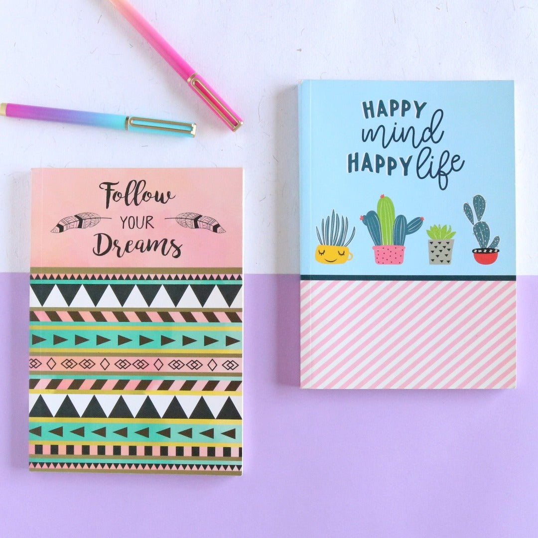 Set of 2 Notebooks - Happy Mind & Follow Your Dreams